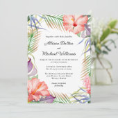 Invitation Mariage floral tropical de Luau (Debout devant)
