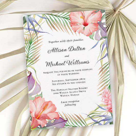 Invitation Mariage floral tropical de Luau