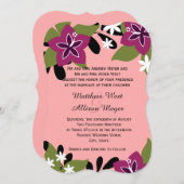 Invitation Mariage floral tropical de prune rose (Devant / Derrière)