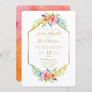 Invitation Mariage floral tropical géométrique d'aquarelle
