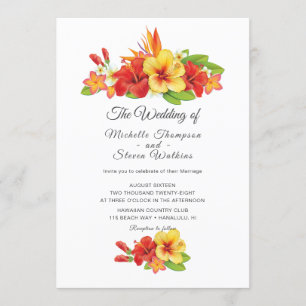 Invitation Mariage Floral Tropical Hibiscus Élégant