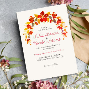 Invitation Mariage Floral Tropical Hibiscus Orange Brûlé