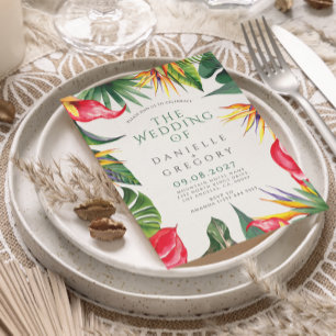 Invitation Mariage floral tropical Inviter avec le feuillage