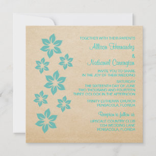 Invitation Mariage floral tropical turquoise Inviter