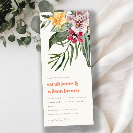 Invitation Mariage floral tropical vibrant Peach Blush Boho