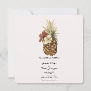 Invitation Mariage Floral Tropical Vintage Ananas Hibiscus