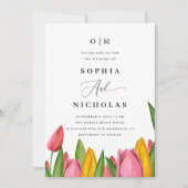 Invitation Mariage floral Tulip Spring | Code photo et QR (Devant)
