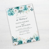 Invitation Mariage floral Turquoise blanc