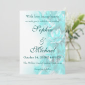 Invitation Mariage floral turquoise élégant (Debout devant)