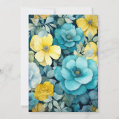 Invitation Mariage floral turquoise et jaune et gris (Dos)