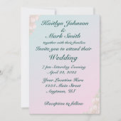 Invitation Mariage Floral Turquoise et Rose clair (Devant)