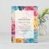 Invitation Mariage floral turquoise, jaune et rose (Debout devant)