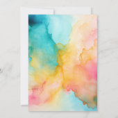 Invitation Mariage floral turquoise, jaune et rose (Dos)