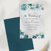 Invitation Mariage floral Turquoise non blanc moderne