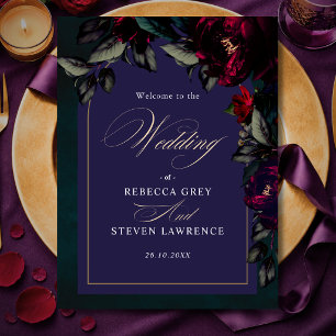 Invitation Mariage Floral Turquoise Violet Gothique Sombre