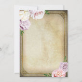 Invitation Mariage Floral Végétal Couronne Or Royal Ancien (Dos)