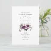 Invitation Mariage floral velours profond (Debout devant)