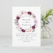 Invitation Mariage floral velours profond (Debout devant)