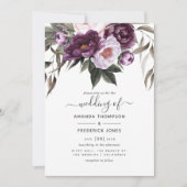 Invitation Mariage floral velours profond (Devant)