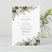 Invitation Mariage floral verdoyant vert (Debout devant)