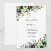Invitation Mariage floral verdoyant vert (Devant / Derrière)