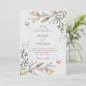 Invitation Mariage floral vert (Debout devant)