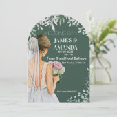 Invitation Mariage floral vert à budget maîtrisé (Debout devant)