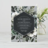 Invitation Mariage Floral Vert Ardoise (Debout devant)