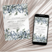 Invitation Mariage floral vert argent Sage