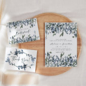 Invitation Mariage Floral Vert Argenté Sage
