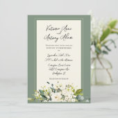 Invitation Mariage Floral Vert Automne Hiver Aquarelle (Debout devant)