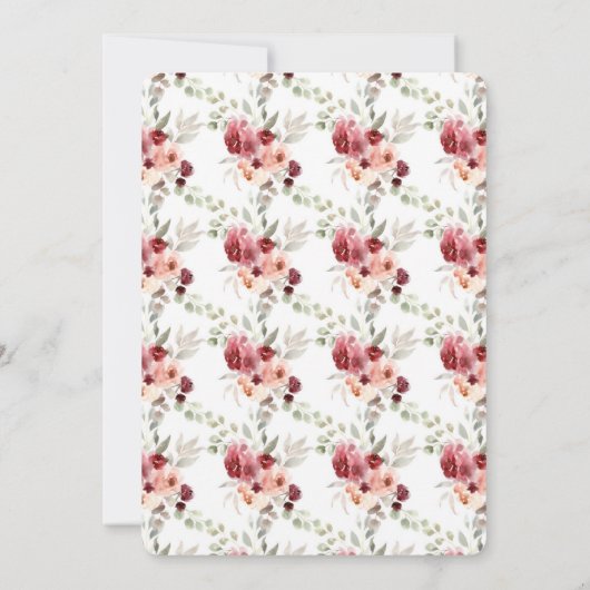 Invitation Mariage floral vert bordeaux (Dos)