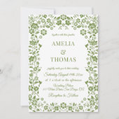 Invitation Mariage Floral Vert Citron (Devant)