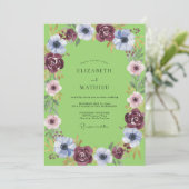 Invitation Mariage Floral Vert Citron Dynamique (Debout devant)