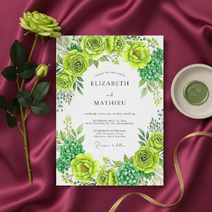 Invitation Mariage Floral Vert Citron Fantaisie