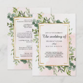 Invitation Mariage floral vert classique (Devant / Derrière)