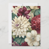 Invitation Mariage floral vert de Bourgogne, d'ivoire et de f (Dos)