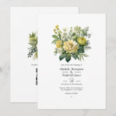 Invitation Mariage Floral Vert de Mousse (Devant / Derrière)