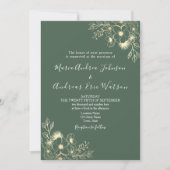 Invitation Mariage floral vert de terre et d'olive (Devant)