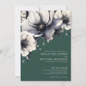 Invitation Mariage Floral Vert Émeraude (Devant)