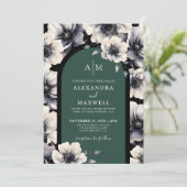 Invitation Mariage floral vert émeraude (Debout devant)