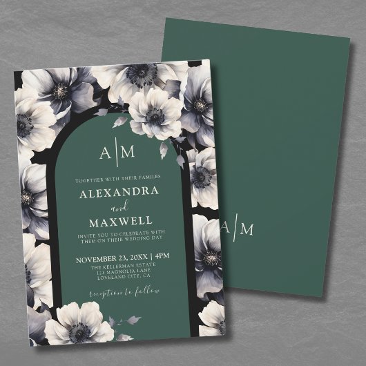 Invitation Mariage floral vert émeraude