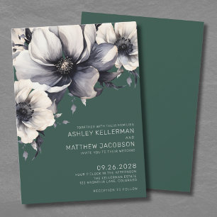 Invitation Mariage Floral Vert Émeraude