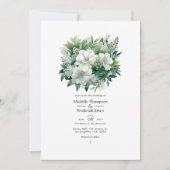 Invitation Mariage Floral Vert Émeraude et Argent (Devant)