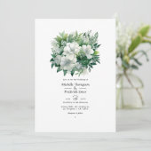 Invitation Mariage Floral Vert Émeraude et Argent (Debout devant)
