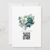 Invitation Mariage Floral Vert Émeraude et Argent (Dos)