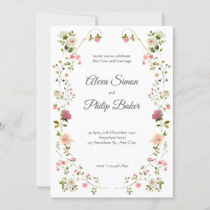 Invitation Mariage floral vert et blanc
