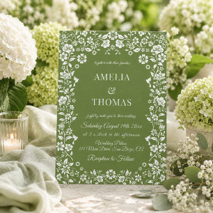 Invitation Mariage floral vert et blanc