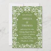 Invitation Mariage floral vert et blanc (Devant)
