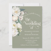 Invitation Mariage floral vert et blanc Sage (Devant)